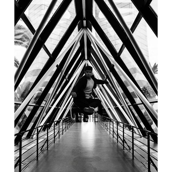 Abstract motion blur of a person jumping.